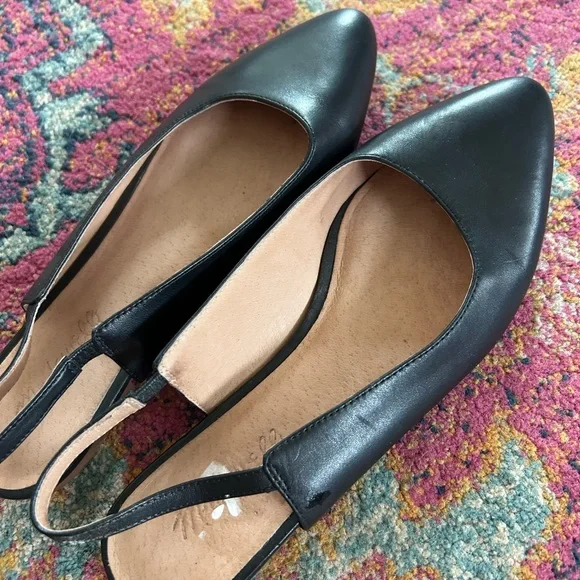 Madewell | Women’s black leather Margot slingback classic pointed toe flats sz 8 - Picture 5 of 16